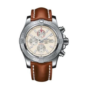 Breitling Super Avenger II Stainless Steel / Stratus Silver / Calf / Pin