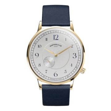 Gustave & Cie 12H Hector Or & Blanc Cuir Bleu Océan 40mm