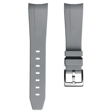 WatchGecko Curved Ends Rubber Watch Strap - Grey - 22mm