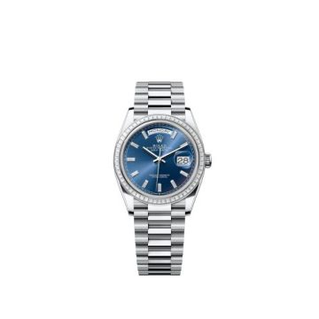Rolex Day-Date 36 Platinum - Baguette / Bright Blue - Baguette / President