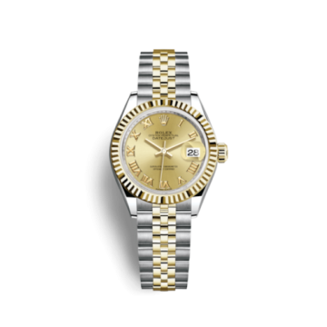 Rolex Lady-Datejust 28 Rolesor Yellow Fluted / Jubilee / Champagne Roman