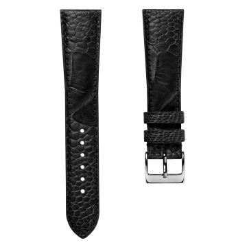 Ostrich Leg Leather Watch Strap - Black - 19mm