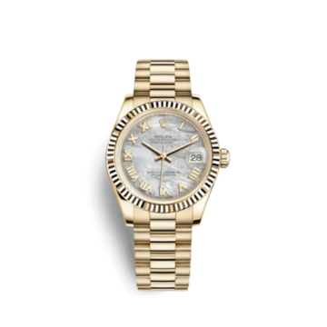 Rolex Datejust 31 Yellow Gold Fluted / President / MOP Roman
