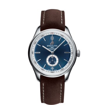 Breitling Premier Automatic 40 Stainless Steel / Blue / Nubuck Brown / Folding