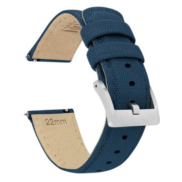 Navy Blue Sailcloth Quick Release Watch Band - 22mm
