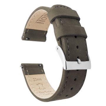 Espresso Brown Leather Quick Release Watch Band - 23mm