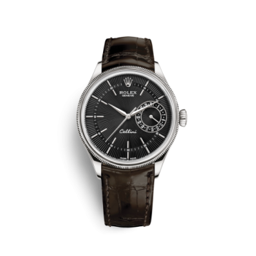 Rolex Cellini Date White Gold / Black / Alligator Brown