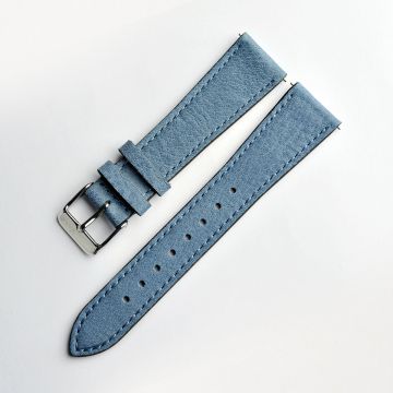Vintage Natural Grain German Leather Yale Blue Watch Strap with Quick Release - 18mm