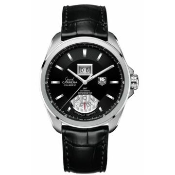 TAG Heuer Grand Carrera Calibre 8 RS Grande Date GMT Stainless Steel / Black / Alligator