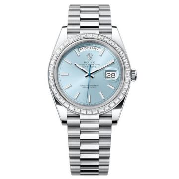 Rolex Day-Date 40 Platinum - Baguette / Ice Blue