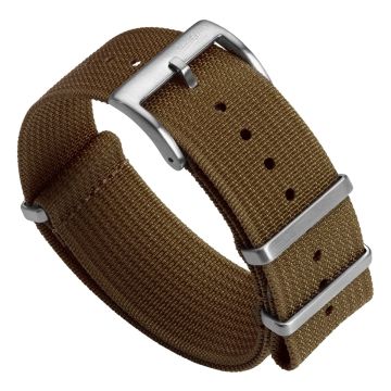 WatchGecko Ridge Military Nylon Watch Strap - Brown - 21mm