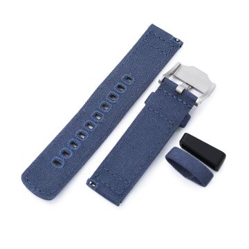 Navy Blue Quick Release Canvas Watch Strap, 22mm or 20mm - 22mm