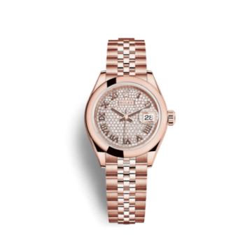 Rolex Lady-Datejust 28 Everose Domed / Jubilee /  Paved Roman