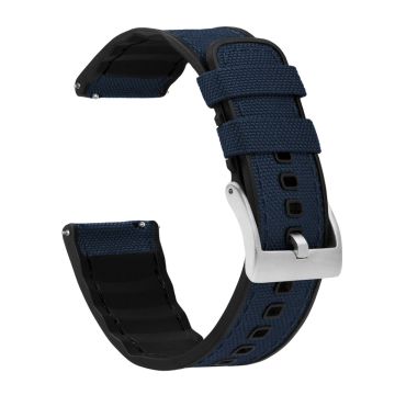 Cordrua Fabric Silicone Hybrid Navy Blue Watch Band - 22mm