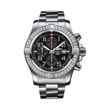 Breitling Super Avenger II Stainless Steel / Diamond / Volcano Black / Bracelet