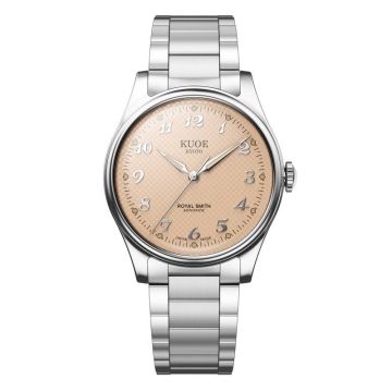 Kuoe Kyoto Royal Smith 90-006 Breguet Numerals Silver Case Dusty Pink Dial