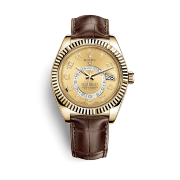 Rolex Sky-Dweller Yellow Gold / Champagne Arabic / Alligator