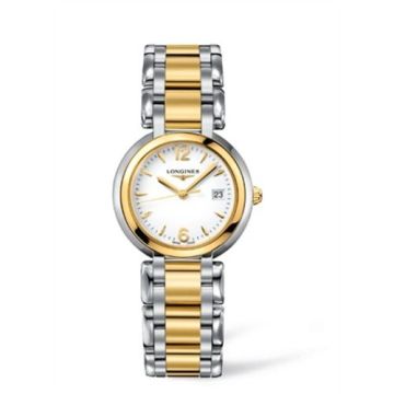 Longines PrimaLuna Quartz 30 Stainless Steel / Yellow Gold / White / Bracelet