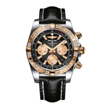 Breitling Chronomat 44 Stainless Steel / Rose Gold / Diamond / Onyx Black / Croco