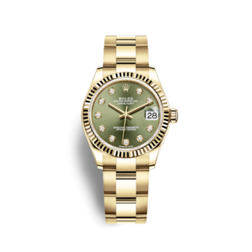 Rolex Datejust 31 Yellow Gold / Fluted / Olive - Diamond / Oyster