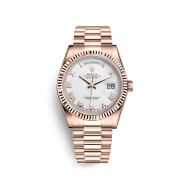 Rolex Day-Date 36 Everose Fluted / President / White Roman