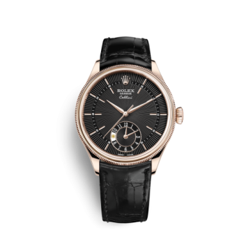 Rolex Cellini Dual Time Everose / Black / Alligator Black