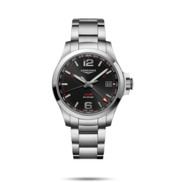 Longines Conquest V.H.P. GMT 41 Stainless Steel / Black / Bracelet