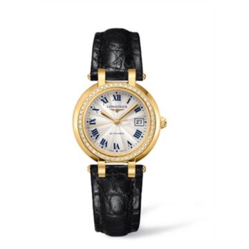 Longines PrimaLuna Automatic 30 Yellow Gold Diamond Leather