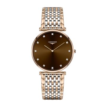 Longines La Grande Classique Quartz 37 Stainless Steel / Red Gold PVD / Brown