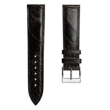 Durbuy Ostrich Leg Handmade Leather Watch Strap - Gloss Chocolate Brown - 22mm