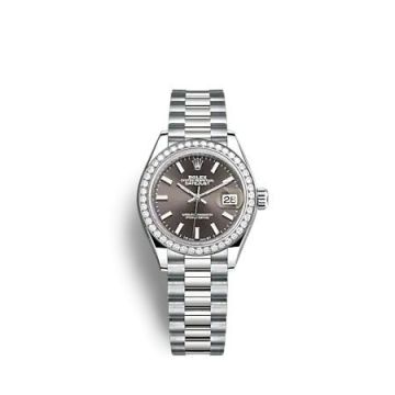 Rolex Lady-Datejust 28 White Gold - Diamond / President / Grey