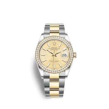Rolex Datejust 36 Stainless Steel / Yellow Gold / Diamond / Champagne - Fluted / Oyser