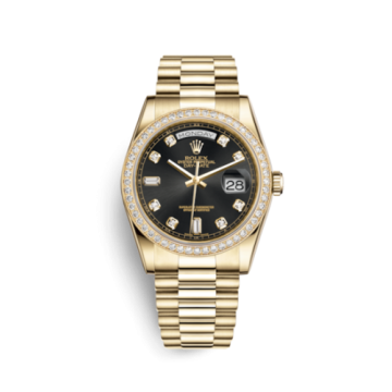 Rolex Day-Date 36 Yellow Gold Diamonds / President / Black Diamonds
