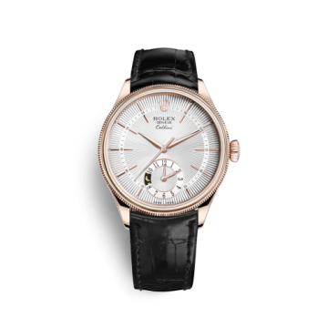 Rolex Cellini Dual Time Everose / Silver / Alligator Black