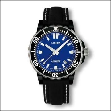 Limes 1Tausend Automatic PVD Blue - Leather strap