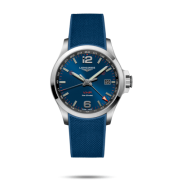 Longines Conquest V.H.P. GMT 43 Stainless Steel / Blue / Rubber