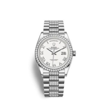 Rolex Day-Date 36 White Gold Diamond / White - Roman / President - Diamond