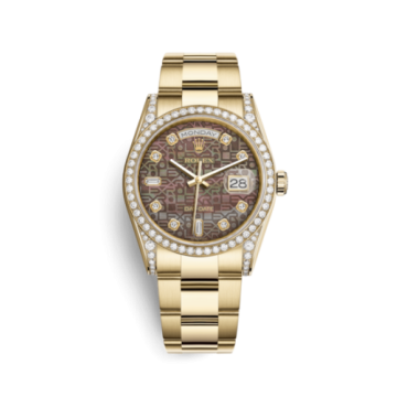 Rolex Day-Date 36 Yellow Gold Diamonds / Oyster / Black MOP Computer