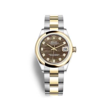Rolex Datejust 31 Stainless Steel / Yellow Gold / Domed / Black MOP / Oyster
