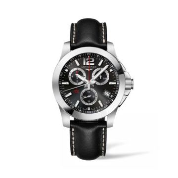 Longines Conquest Chronograph Quartz 41 Stainless Steel / Black / Strap
