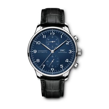 IWC Schaffhausen Portugieser Chronograph "150 Years" Stainless Steel / Blue