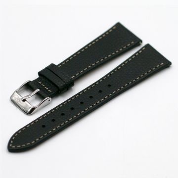 Vintage Epsom Italian Leather Onyx Black Watch Strap with Quick Release - 21mm