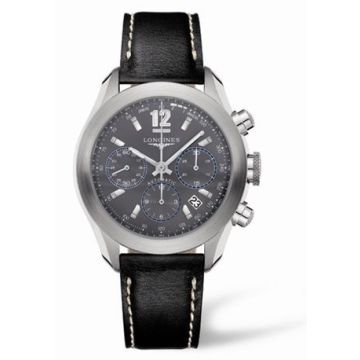 Longines GrandeVitesse Chronograph Grey Leather