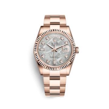 Rolex Day-Date 36 Everose Fluted / President / Meteorite Diamonds
