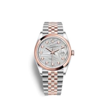 Rolex Datejust 36 Stainless Steel / Everose / Domed / Silver - Palm - Diamond / Jubilee