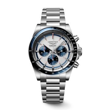 Longines Conquest Chronograph 42 Stainless Steel / Silver - Blue / Bracelet