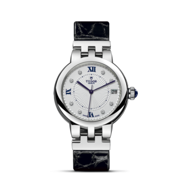 Tudor Clair de Rose 34 Stainless Steel / Silver-Diamond / Alligator