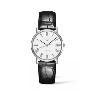 Longines Elegant Collection 34.5 Automatic Stainless Steel / White / Strap