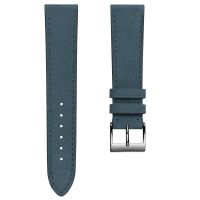 Mozet Flat Nubuck Handmade Leather Watch Strap - Blue Jeans - 17mm