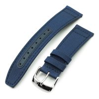 Q.R. Navy Blue Sailcloth Watch Band with leather lining, 19mm, 20mm or 23mm - 19mm